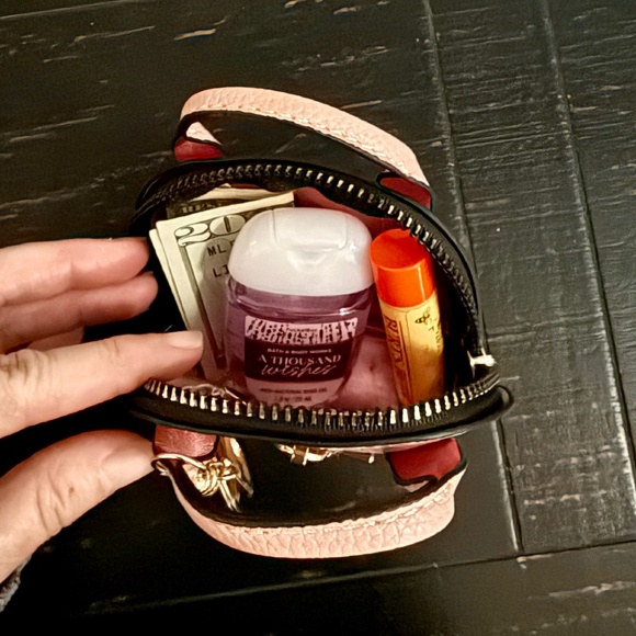 NEW Mini Keychain Handbag with Tassel and Keychain Coin Purse Pink - Picture 2 of 7